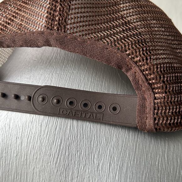 Vintage 70s 80s Smokey’s Janitorial Brown Mesh Snapback Trucker Hat Cap - Picture 4 of 8